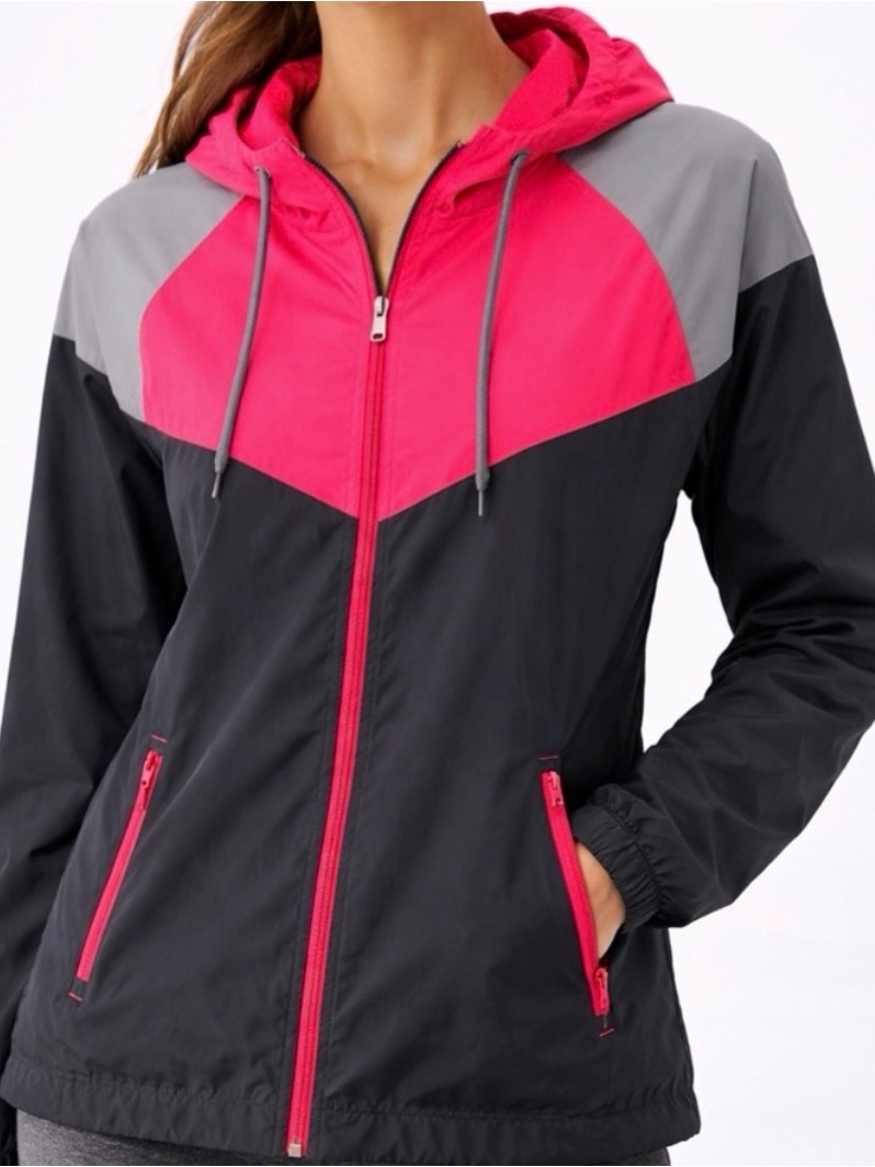 Bcg Pink Colorblock Hooded Windbreaker Jacket Women’s S(A357)